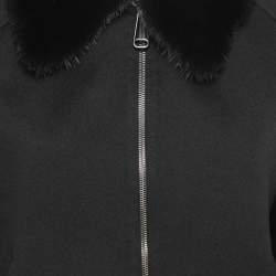 Fendi Black Wool and Mink Fur Zip Front Cropped Jacket S