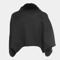 Fendi Black Wool and Mink Fur Zip Front Cropped Jacket S