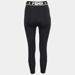 Fendi Black Technical Jersey Logo Band Trim Leggings S