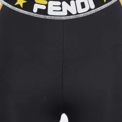 Fendi Black Technical Jersey Logo Band Trim Leggings S