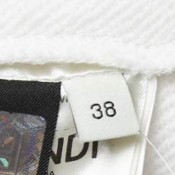 مملوكة مسبقًا Fendi White Cotton Knit Logo Eyelet Sweatshirt S