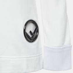 مملوكة مسبقًا Fendi White Cotton Knit Logo Eyelet Sweatshirt S