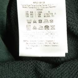 Pre Owned Fendi Dark Green Cotton Knit Logo Band Detail Zip-Up Jacket M