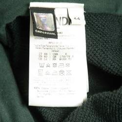 Pre Owned Fendi Dark Green Cotton Knit Logo Band Detail Zip-Up Jacket M