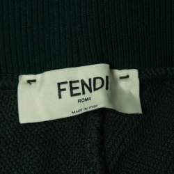 مملوكة مسبقًا Fendi Dark Green Cotton Knit Logo Side Stripe Track Pants M