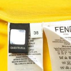 مملوكة مسبقًا Fendi Yellow Cotton Blend Jacquard Mini Dress S