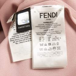 Pre Owned Fendi Dusty Pink Knit Logo Trimmed Belted Shift Midi Dress S