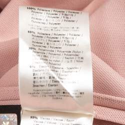 Pre Owned Fendi Dusty Pink Knit Logo Trimmed Belted Shift Midi Dress S