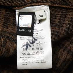 Fendi Brown Zucca Monogram Knit Sweatshirt S