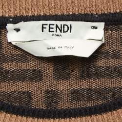 Fendi Brown Zucca Monogram Knit Sweatshirt S