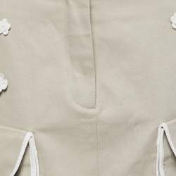 Pre Owned Fendi Beige Cotton Floral Embellished Pocket Detail Mini Skirt S
