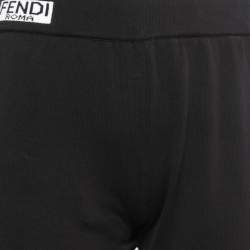 Fendi Black Cotton Knit Side Stripe Detail Joggers M