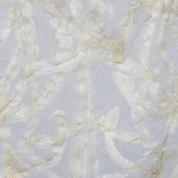 Fendi Cream Patterned Tulle Cape Sleeve Top M