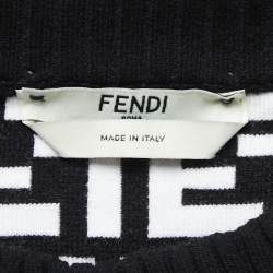 Pre Owned Fendi Black/White FF Logo Jacquard Knit Crop Top L