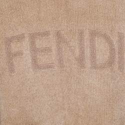 Pre Owned Fendi Light Brown Wool Knit Logo Monogram Turtleneck Sweater M