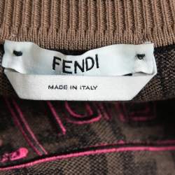 مملوكة مسبقًا Fendi Brown Zucca Patterned Knit Sleeveless Bodycon Dress M