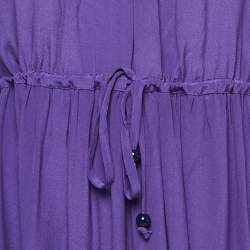 مملوكة مسبقًا Fendi Purple Crepe Silk Cut Out Detail Raglan Sleeve Midi Dress M