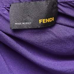 مملوكة مسبقًا Fendi Purple Crepe Silk Cut Out Detail Raglan Sleeve Midi Dress M