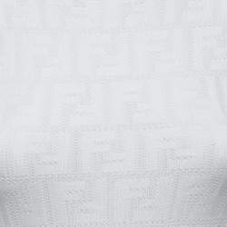 Fendi White FF Monogram Knit Midi Sheath Dress XS