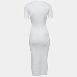 Fendi White FF Monogram Knit Midi Sheath Dress XS