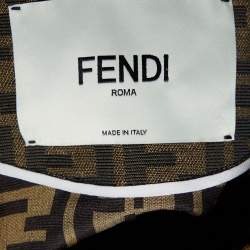 Pre Owned Fendi Brown Zucca Monogram Canvas Belted Trench Coat M