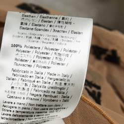 Pre Owned Fendi Brown Tulle Logo Embroidered High Neck Sheer Bodysuit XS