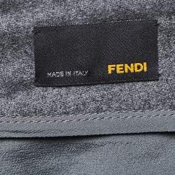 Fendi Vintage Grey Wool Drape Detail Knee Length Skirt S