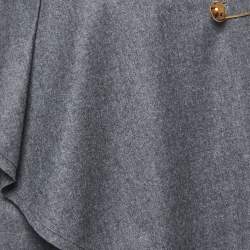Fendi Vintage Grey Wool Drape Detail Knee Length Skirt S