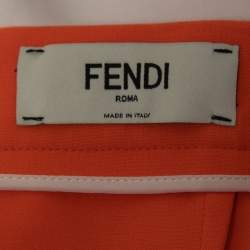 Fendi Orange/White Crepe Overlap Detail Knee Length Skirt M
