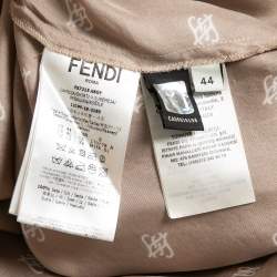 Fendi Beige Calligraphy Print Belted Collar Detail Blouse M