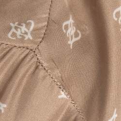 Fendi Beige Calligraphy Print Belted Collar Detail Blouse M