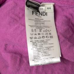 Pre Owned Fendi X Skims Pink Logo Embossed Knit Button Front Belted Cardigan M