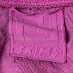Pre Owned Fendi X Skims Pink Logo Embossed Knit Button Front Belted Cardigan M