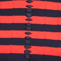 Pre Owned Fendi Red/Navy Blue Striped Knit Cropped Top S