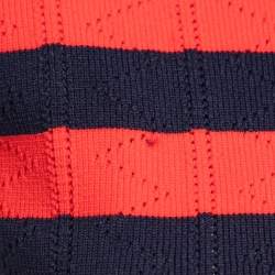 Pre Owned Fendi Red/Navy Blue Striped Knit Cropped Top S