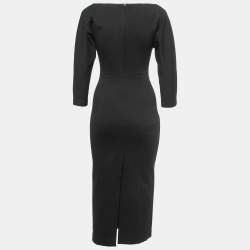 مملوكة مسبقًا Fendi Black Stretch Wool Bodycon Dress S