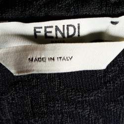 Pre Owned Fendi Black Floral Jacquard Button Front Cardigan L