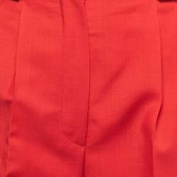 Fendi Red Mohair & Wool High Waist Front Pleat Trousers S