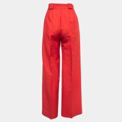 Fendi Red Mohair & Wool High Waist Front Pleat Trousers S