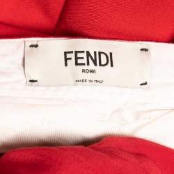 Fendi Red Mohair & Wool High Waist Front Pleat Trousers S