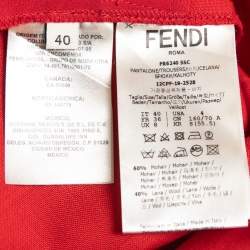 Fendi Red Mohair & Wool High Waist Front Pleat Trousers S