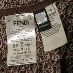 Pre Owned Fendi Brown/Pink Printed Silk Chiffon Long Sleeve Maxi Dress S