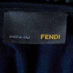 مملوكة مسبقًا Fendi Navy Blue Knit Neck Trim Detail T-Shirt M