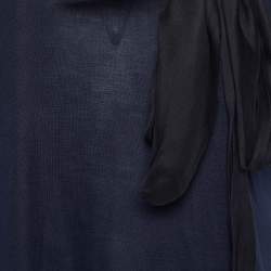 مملوكة مسبقًا Fendi Navy Blue Knit Neck Trim Detail T-Shirt M