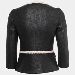 Fendi Black Textured Cotton Chain Trimmed Jacket S