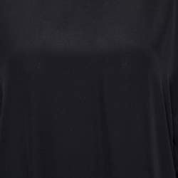 Pre Owned Fendi Black Silk & Logo Knit Detail Top M