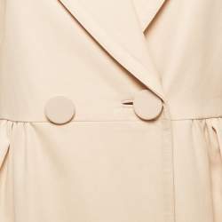 مملوكة مسبقًا Fendi Beige Cotton Leather Collar Trim Midi Dress M