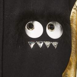 مملوكة مسبقًا Fendi Black Wool & Gold Leather Sleeve Bomber Jacket M