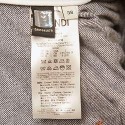 Pre Owned Fendi  Blue Denim Embellished Bow Detail Hooded Jacket S