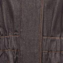 Pre Owned Fendi  Blue Denim Embellished Bow Detail Hooded Jacket S